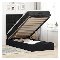 vidaXL Bett, Ottoman-Bett mit Matratze Schwarz 80x200 cm Stoff