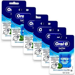 Oral-B Zahnseide 6x Oral-B SatinTape Zahnseide gewachst Minze 6x 50m, (0-St)