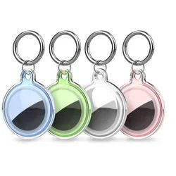 Wisam Dog Tag Anhänger Wasserdichte AirTag Hülle 4er Set Transparent Grün Blau Pink