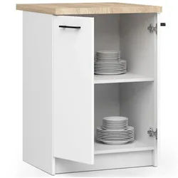 Raumhirsch Furniture Unterschrank Moderner Küchenunterschrank - 2 Innenregale - Küchenmodul (viele Farbvarianten - Maße: 60 x 85 x 46 cm) Hochwertig & stabil weiß 60 cm x 85 cm x 46 cm