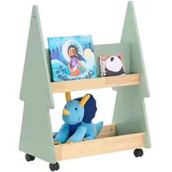 SoBuy Kinderregal Grün-Natur , Grün, Naturfarben , Holzwerkstoff, Holz , 60x82x36 cm , Kinder- & Jugendzimmer, Kindermöbel, Kinderregale