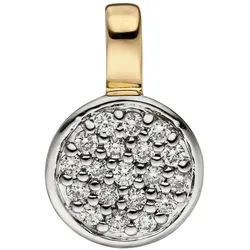 JOBO Kettenanhänger Kleiner Anhänger 11 mm, 14 Karat 585 Gold bicolor mit 19 Diamanten gelb|goldfarben