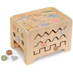 Musterkind Motorikspiel , Naturfarben , Holz, Textil , 32x32x42 cm , EN 71, Ce , Spielzeug, Holzspielzeug