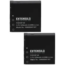 Extensilo Akku passend für YASHICA City 200, 100 Digitalkamera / Kamera / Kamera-Akku Akku Li-Ion 1250 mAh (3,7 V, 2 St), Leistungsfähige Austausch-Akkus für Digitalkamera, Spiegelreflexkamera schwarz