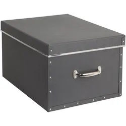 Kartonage , Grau , Papier, Karton , 38x28.5x51 cm , handgemacht , Ordnen & Aufbewahren, Dekoboxen & Aufbewahrungsboxen, sonstige Boxen