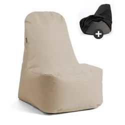 Mokebo Sitzsack mit Hülle Der Däumchendreher , Beige , Textil , 60x86x85 cm , Oeko-Tex® , Gartenmöbel, Gartensessel, Outdoor-Sitzsäcke