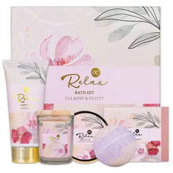 ACCENTRA Pflege-Geschenkset RELAX, in einer Geschenkbox beige|rot