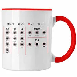 Trendation Tasse Trendation - Synthesizer DJ Geschenk Tasse Musik Techno Nerd Analog Mu rot