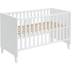 My Baby Lou Gitterbett , Weiß , Holz, Holzwerkstoff , massiv , 78.9x76.6x143.4 cm , Blauer Engel , höhenverstellbar, Lattenrost inklusive, Schlupfsprossen , Babymöbel & Kindermöbel, Babyzimmer, Babyzimmer-Serien