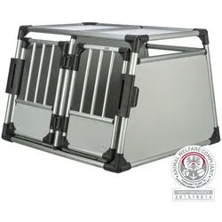 TRIXIE Transportbox, doppelt, Aluminium, M–L: 93 x 64 x 88 cm, silber / hellgrau