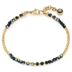 Armband CIAO BY LEONARDO "Lola CIAO", schwarz (gelbgoldfarben, schwarz, schwarz), Armbänder, Damen, 18,5cm, Edelstahl, Armband, mit Kristallglas