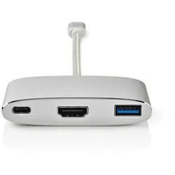 Nedis USB-Adapter | USB 3.2 Gen 1 | USB-CTM Stecker | HDMITM / USB-A Buchse / USB-CTM Buchse | 5 Gbps | 0.20 m | rund | Vergoldet | Geflochten / Nylon