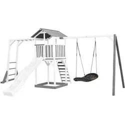 Spielturm , Grau, Weiß , Holz , Hemlocktanne , 519x242x349 cm , EN 71, CE, FSC 100% , Freizeit & Co, Gartenspielzeug, Spieltürme