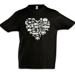 Urban Backwoods Print-Shirt Controller Heart II Kinder T-Shirt Retro Gamer Controller Video Game (1-tlg) Joystick TV 80s Eighties schwarz 122/128