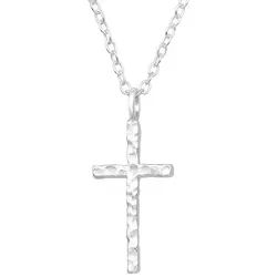Order & Smile Schmuck Kreuzkette Kette Kreuz: Halskette aus 925er Silber, gestempelt silberfarben
