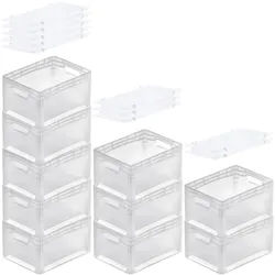 PROREGAL MegaDeal 10x Transparenter Eurobehälter LightLine mit offenem Griff und Scharnierdeckel | HxBxT 22x30x40cm | 24 Liter | Eurobox
