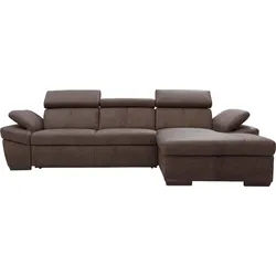 Ecksofa EXXPO - SOFA FASHION "Salerno, Funktionssofa, Breite 280cm, hoher Sitzkomfort, L-Form", braun, B:280cm H:77cm T:170cm, Microfaser-Primabelle (100% Polyester);NaturLEDER;Kunstleder;Lederfaserstoff;Luxus-Microfaser Lederoptik, Sofas, Ecksofa, inkl. Kopf- und Armteilverstellung, wahlweise mit Bettfunktion