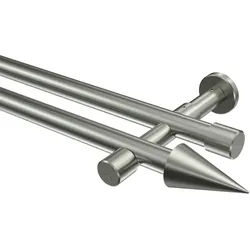 GARDINENSTANGE Prestige Savio 280 cm (geteilt in 2 x 140 cm), 2-läufig (ohne Ringe), 20 mm Ø Edelstahl-Optik