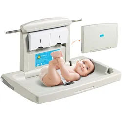 VEVOR Wickelkombi Wandmontierte Wickelkommode, Abnehmbarer Wickeltisch Wickelwagen, Grau Wickeltisch mit Wickelauflage, Sicherheitsgurt, Platzsparend & Stabil, Wickelregal 20 kg Tragfähigkeit Baby