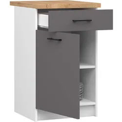 Raumhirsch Furniture Unterschrank Moderner Küchenunterschrank - Stilvolles Design - Küchenmodul (Viele Farbvarianten - Maße 40x85x46 cm) robuste Konstruktion grau|weiß 50 cm x 85 cm x 46 cm