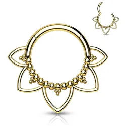 Order & Smile Schmuck Nasenpiercing Septum Clicker Piercing Lotus Blume, pflegeleicht goldfarben