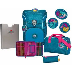 DerDieDas ErgoFlex EASY Exklusiv "Superflash" Schulrucksack-Set 5-teilig mit Sporttasche Meerjungfrau