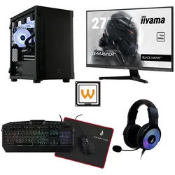 AZZA Bastion 120 Bundle Gaming-PC (27 Zoll, AMD Ryzen 5 5600X, RTX 3060 12GB, 32 GB RAM, 1000 GB SSD, Wasserkühlung, Ryzen 5 5600X, RTX 3060 12GB, WLAN+BT, Windows 11 Pro, Wasserkühlung) 32 GB | 1000 GB