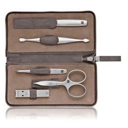 Zwilling Maniküre Pediküre Set 3tlg. mit Kombi-Nagelschere, Leder, schwarz Maniküre-Set