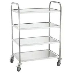 Luxor Servierwagen mit 4 Etagen 200 kg Tragkraft silber, 125x52.5 cm