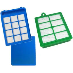 Trade-Shop Filter-Set 3in1 passend für Philips PowerPro Marathon Ultimate FC9922/09 FC9919, Zubehör für Philips CP0484, CP0484/01, 432200901131, Set aus HEPA-Motorschutzfilter Blau, Schwammfilter, HEPA-Filter Grün