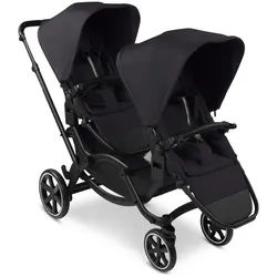 ABC Design Geschwisterwagen , Schwarz , Textil , 60x118x121 cm , EN 1888 , Feststellbremse, Federung, 5-Punkte-Gurt, für Babyschale geeignet, Griff in Lederoptik, Transportsicherung, Sitz umsetzbar, abnehmbarer Schutzbügel, Teleskopgriff, auch mit EVA-Rädern erhältlich , Baby on Tour, Kinderwagen, Geschwisterwagen & Zwillingskinderwagen