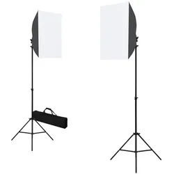 vidaXL Fotohintergrund, Fotostudio-Set mit Softboxen und Hintergrundsystem