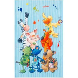 Xxxl Kinderteppich , Multicolor, Hellblau , Textil , Tier , rechteckig , 100x160 cm , Oeko-Tex® Standard 100 , für Fußbodenheizung geeignet, rutschfest , Teppiche Und Böden, Teppiche, Kinderteppiche