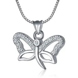 NAHLE Kette mit Anhänger Schmetterling Anhänger Damen Baguette 925 Silberkette (2-tlg., inkl. Schmuckbox), 925 Silber Anhänger mit Zirkonia - rhodiniert silberfarben 50cm