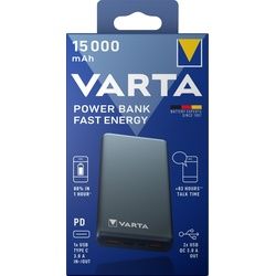 Varta Akku Powerbank, 5V/15.000mAh, Fast Energy, grau 2xUSB-A/Micro-B/-C, Quick Charge 3.0