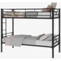 Oxeza Etagenbett 90/200 cm Schwarz mit Leitern und Geländer, Convertible 2 Betten , Metall , Mode , Rechteckig , 90x200 cm , Babymöbel & Kindermöbel, Kinderzimmer & Jugendzimmer, Stockbetten