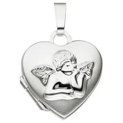 JOBO Medallionanhänger Anhänger Medaillon Herz Schutzengel, 925 Silber silberfarben