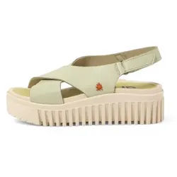 Art für Damen. 1157421IC003_0G3 Limonengrüne Ledersandalen 1574 Brighton (42), 3 bis 5 cm, Klettverschluss, Lässig