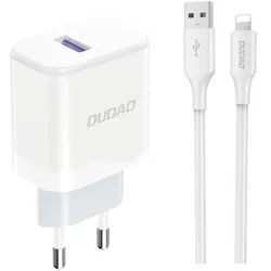 A20EU USB-A 18W network charger - white + USB-A - Lightning cable