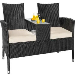 Polyrattan Kino Bank Schwarz 145x58x87cm