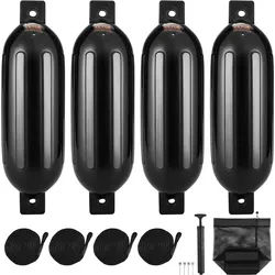 VEVOR Fender-Set 4 Aufblasbare Fenders 16,51 x 58,42 cm Bootsfender, Horizontale oder vertikale Montage, Stegfender Langfender mit 4 Nadeln & Seilen & AufbewahrungstascheHitzebeständig, UV-geschützt