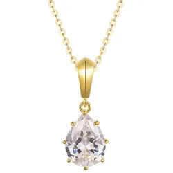 KARMA Kette mit Anhänger Halskette Damen Gold 925 Silber vergoldet mit Zirkonia Anhänger (Geschenk für Frauen, Funkelnde Zirkoniakette), 42 cm Karabinerverschluss Geschenkbox goldfarben