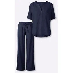heine Hosenanzug Bluse + Hose blau 44