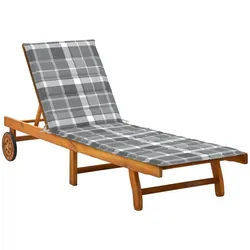 vidaXL Gartenliege 200 x 63 x 85 cm Sonnenliege mit Auflage Akazie Massivholz grau