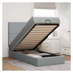 vidaXL Bett, Ottoman-Bett mit Matratze Hellgrau 90x200 cm Stoff