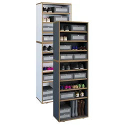 VCM Holz Schuhregal Maße ca. H. 183 x B. 60 x T. 33 cm Schuhkommode mit 9 Fächer Schuhschrank - Salia 9fach B. 60 cm