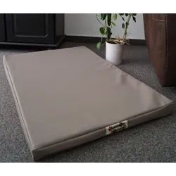 Hundebettenmanufaktur Hundematte Orthopädische Hundematratze mit antiallergischer Kokosmatte Kunstleder grau 60 cm x 90 cm