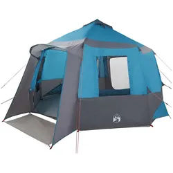 vidaXL Tunnelzelt Kabine Zelt 12-Personen Blau und Grau 405 x 405 x 273 cm, (1 tlg) blau