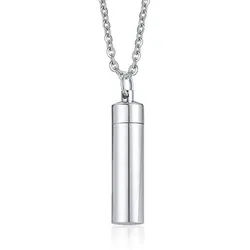Order & Smile Schmuck Kette mit Anhänger Gedenkanhänger Asche Anhänger Kette zum Befüllen silberfarben