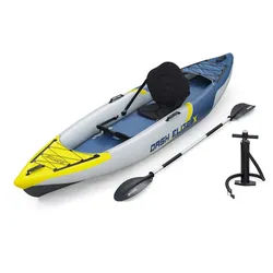 Bestway Einerkajak Hydro Force Dash EliteTM X1, (Packung, 1-St., 335 x 92 x 30 cm), Inkl. Ruder, Handpumpe, Transportrucksack, Reparatur-Set blau